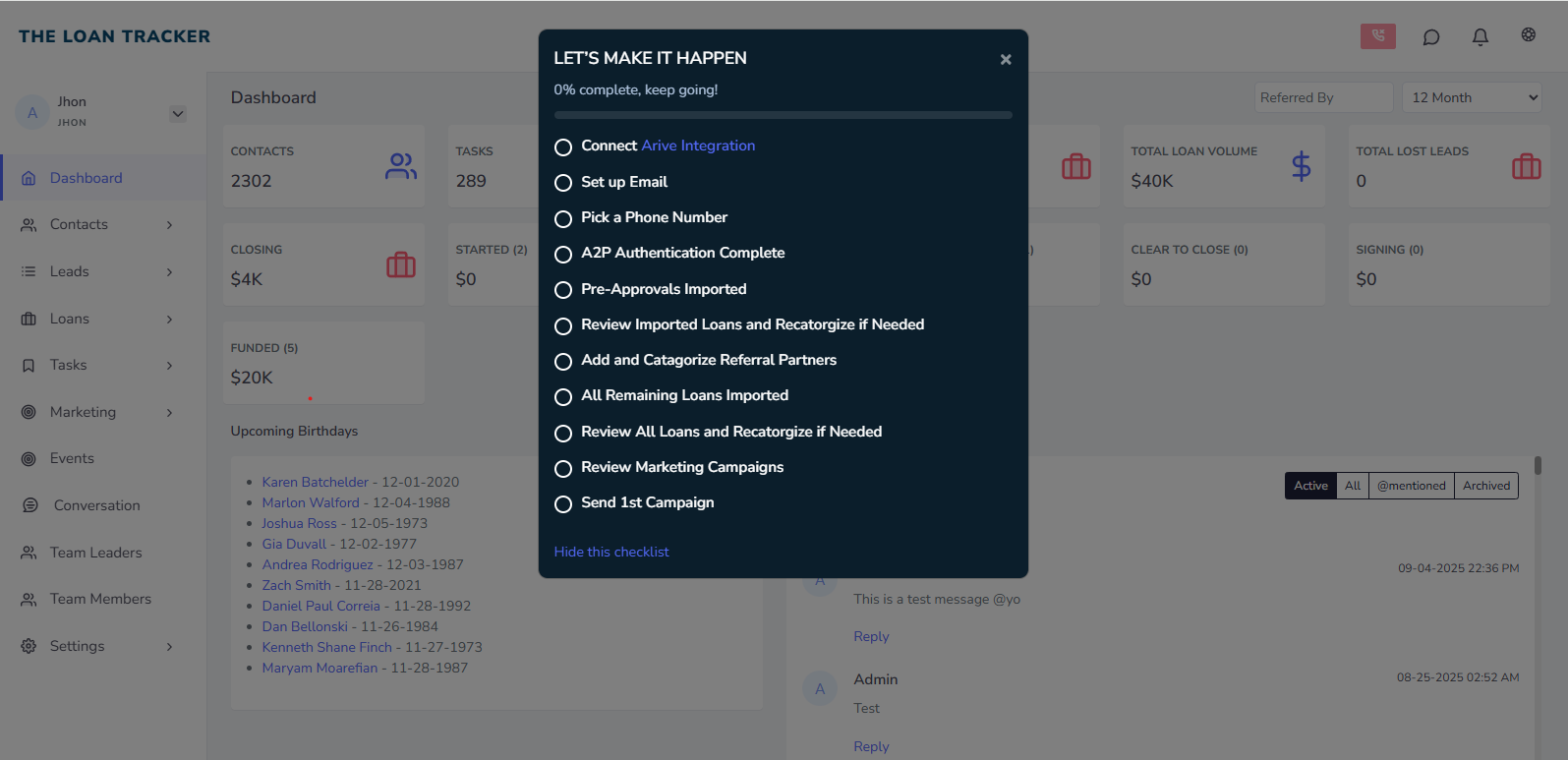 The Loan Tracker dashboard screenshot